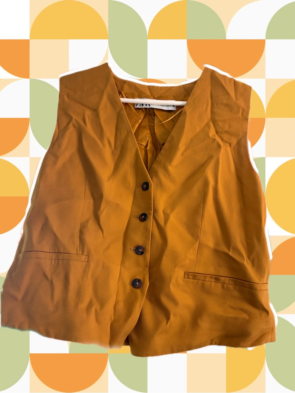 Zara Rusty Mustard Buttoned Vest